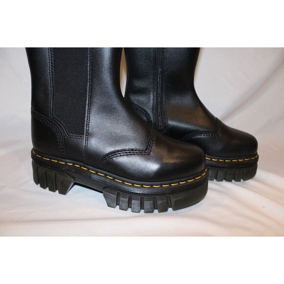 DR‎ MARTEN'S WOMEN'S AUDRICK TALL LEATHER CHELSEA PLATFORM BOOTS BLACK SZ US 8 - Picture 4 of 7